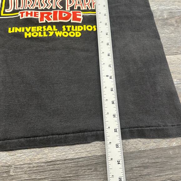 Vintage 90s Universal Studios I Survived Jurassic Park Black Women M T-Shirt USA - Picture 7 of 9